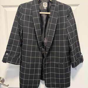 Anne Klein Black Windowpane Womans Blazer